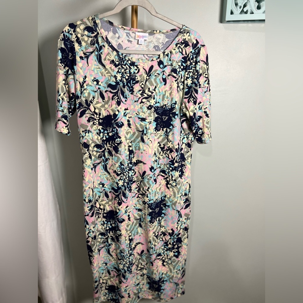 LuLaRoe Multicolor Patterned T-Shirt Dress